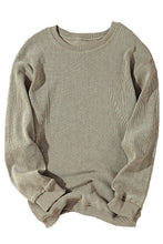 Load image into Gallery viewer, Pullover Sweatshirt | Green Solid Ribbed Knit Round Neck
