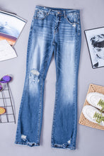 Load image into Gallery viewer, Blue Distressed Flare Jeans | Bottoms/Jeans
