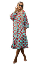 Load image into Gallery viewer, Shirt Dress | Sky Blue Western Geometric Print Split Buttoned
