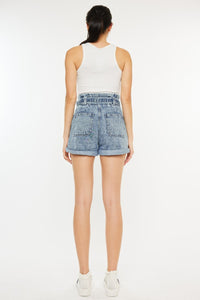 Blue Jean Shorts | Kancan Ultra High Rise Paperbag Blue Denim Shorts | Blue Jeans