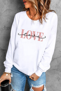 LOVE Graphics Sweatshirt | Round Neck Dropped Shoulder Top
