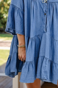 Denim Dress | Flare Sleeve Dress