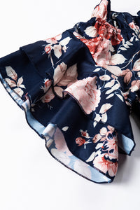 Blue Ruffle Off Shoulder Flounce Sleeve Floral Blouse | Tops/Blouses & Shirts