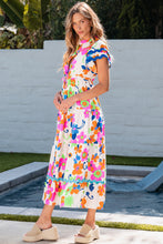 Load image into Gallery viewer, Maxi Dress | Floral Pink Flutter Sleeve Buttoned Floral Dress
