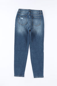 Blue Distressed Button Fly High Waist Skinny Jeans | Bottoms/Jeans