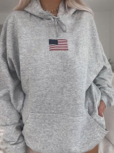 Drawstring US Flag Hoodie