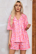 Load image into Gallery viewer, Pink Flower Print Short Sleeve Shirt Pajamas Set | Loungewear &amp; Sleepwear/Sleepwear
