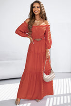 Load image into Gallery viewer, Maxi Dress | Orange Off Shoulder Balloon Sleeve Ruffled
