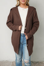 Load image into Gallery viewer, Brown Chunky Knit Lapel Collar Button up Cardigan
