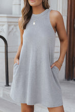 Load image into Gallery viewer, Knit Sleeveless Dress | Gray Crisscross Cut-Out Back Dress
