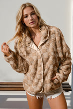 Load image into Gallery viewer, Pink Checkered Fuzzy Jacket
