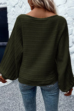 Load image into Gallery viewer, Jungle Green Lantern Sleeve Eyelets Textured Knit Sweater | Tops/Sweaters &amp; Cardigans
