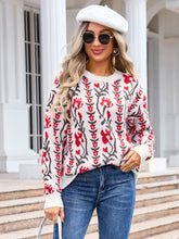 Load image into Gallery viewer, Flower Design Long Sleeve Sweater
