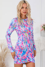 Load image into Gallery viewer, Mini Dress | Sky Blue Floral Print Long Sleeve
