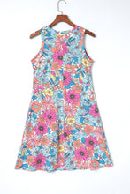 Load image into Gallery viewer, Multicolor Round Neck Sleeveless Floral Mini Dress
