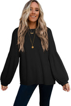 Load image into Gallery viewer, Black Faux Knit Jacquard Puffy Long Sleeve Top
