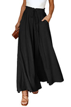 Load image into Gallery viewer, Black Drawstring Smocked High Waist Wide Leg Pants | Bottoms/Pants &amp; Culotte
