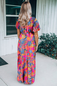 Rose Wrap V Neck Floral Maxi Dress | Dresses/Maxi Dresses