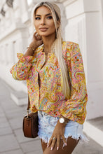 Load image into Gallery viewer, Bohemian Top | Yellow Paisley Print Ruffled Shirt
