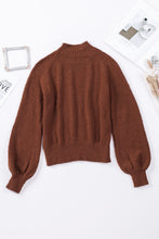 Load image into Gallery viewer, Brown Solid Color Lantern Sleeve Knitted Sweater | Tops/Sweaters &amp; Cardigans
