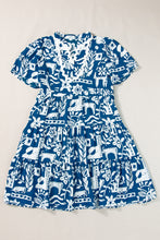 Load image into Gallery viewer, Mini Dress | Printed Notched Short Sleeve Dress
