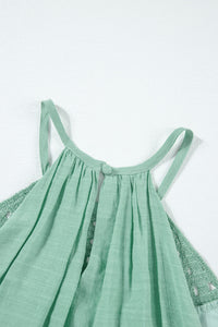 Halter Tank Top | Mist Green Crochet Splicing Halter Blouse