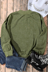 Pullover Sweatshirt | Green Drop Shoulder Crew Neck