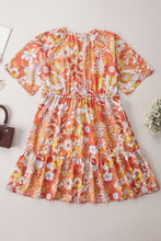 Load image into Gallery viewer, Orange Wide Flutter Sleeve Floral Dress | Dresses/Floral Dresses
