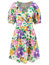 Load image into Gallery viewer, Printed Surplice Short Sleeve Dress | Dress
