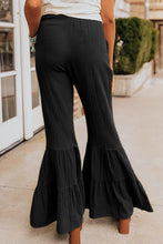 Load image into Gallery viewer, Black Textured High Waist Ruffled Bell Bottom Pants | Bottoms/Pants &amp; Culotte
