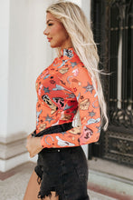 Load image into Gallery viewer, Orange Rodeo Bound Printed Long Sleeve Bodysuit
