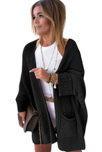 Load image into Gallery viewer, Sweater Cardigan | Black Oversized Fold Over Sleeve
