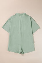 Load image into Gallery viewer, Loose Romper | Spinach Green Half Button Collared
