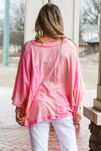 Load image into Gallery viewer, Pink Color Block Patchwork 3/4 Sleeve Loose Top
