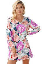 Load image into Gallery viewer, Floral Print Dress | Multicolor Bubble Sleeve Blooming Flowers
