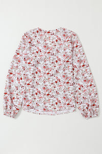 V-Neck Blouse | White Floral Long Sleeve Lace