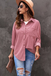 Pink Corduroy Button Pocket Shirt | Tops/Blouses & Shirts