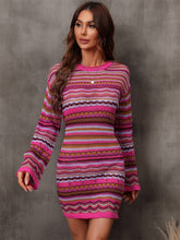 Load image into Gallery viewer, Sweater Dress | Multicolored Stripe Dropped Shoulder
