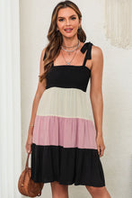 Load image into Gallery viewer, Mini Dress | Black Multicolor Smocked Color Block Sleeveless
