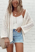 Load image into Gallery viewer, Drop Shoulder Cardigan | White Stylish Hollow Out Knit Sweater
