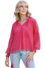 Load image into Gallery viewer, Rose Printed Tassel Tie Blouse | Tops/Blouses &amp; Shirts
