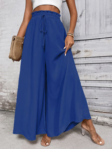 Wide Leg Pants | Tied High Waist Wide Leg Pants