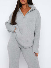 Load image into Gallery viewer, Quarter Zip Long Sleeve Top Pants Set
