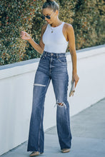 Load image into Gallery viewer, Sky Blue High Rise Ripped Straight Legs Loose Jeans | Bottoms/Jeans
