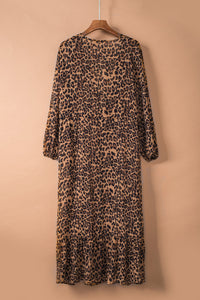 Leopard Print Tie Waist Open Front Kimono Beach Cover Up | Swimwear/Beach Cover-ups