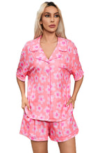 Load image into Gallery viewer, Pink Flower Print Short Sleeve Shirt Pajamas Set | Loungewear &amp; Sleepwear/Sleepwear
