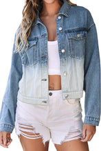 Load image into Gallery viewer, Sky Blue Contrast Washed Gradient Denim Jacket | Outerwear/Denim jackets

