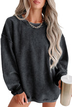 Load image into Gallery viewer, Pullover Sweatshirt | Black Solid Ribbed Knit Round Neck
