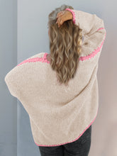 Load image into Gallery viewer, Double Take Contrast Open Front Dropped Shoulder Cardigan
