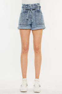 Blue Jean Shorts | Kancan Ultra High Rise Paperbag Blue Denim Shorts | Blue Jeans